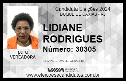 Candidato LIDIANE RODRIGUES 2024 - DUQUE DE CAXIAS - Eleições