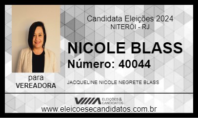 Candidato NICOLE BLASS 2024 - NITERÓI - Eleições