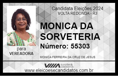 Candidato MONICA DA SORVETERIA 2024 - VOLTA REDONDA - Eleições