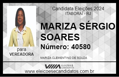 Candidato MARIZA SÉRGIO SOARES 2024 - ITABORAÍ - Eleições