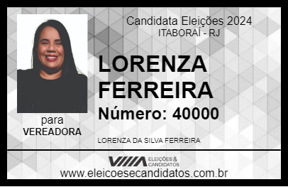 Candidato LORENZA FERREIRA 2024 - ITABORAÍ - Eleições