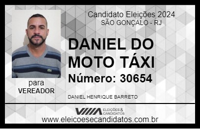 Candidato DANIEL DO MOTO TÁXI 2024 - SÃO GONÇALO - Eleições