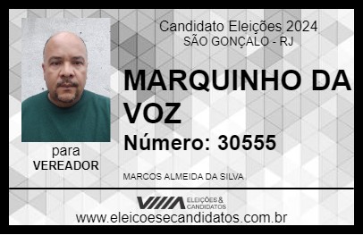 Candidato MARQUINHO DA VOZ 2024 - SÃO GONÇALO - Eleições