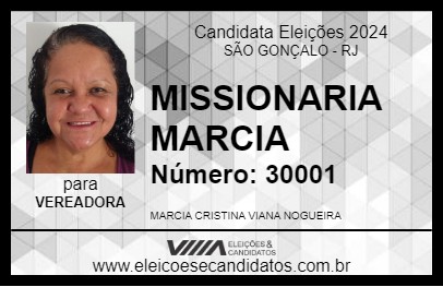 Candidato MISSIONARIA MARCIA 2024 - SÃO GONÇALO - Eleições