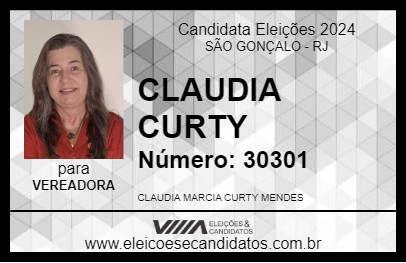 Candidato CLAUDIA CURTY 2024 - SÃO GONÇALO - Eleições