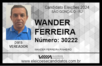 Candidato WANDER FERREIRA 2024 - SÃO GONÇALO - Eleições