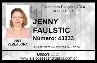 Candidato JENNY FAULSTIC 2024 - RESENDE - Eleições