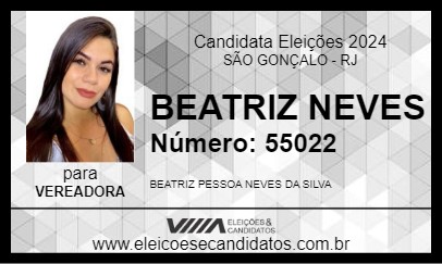 Candidato BEATRIZ NEVES 2024 - SÃO GONÇALO - Eleições