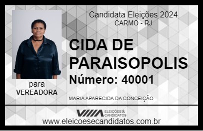 Candidato CIDA DE PARAISOPOLIS 2024 - CARMO - Eleições