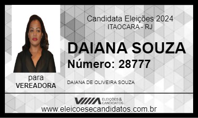 Candidato DAIANA SOUZA 2024 - ITAOCARA - Eleições