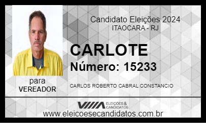 Candidato CARLOTE 2024 - ITAOCARA - Eleições