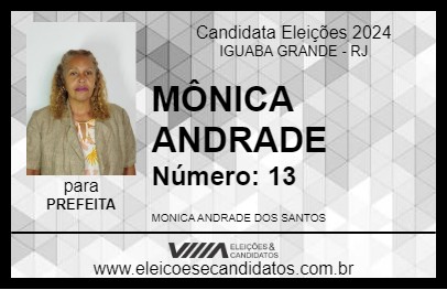 Candidato MÔNICA ANDRADE 2024 - IGUABA GRANDE - Eleições