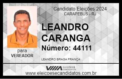 Candidato LEANDRO CARANGA 2024 - CARAPEBUS - Eleições