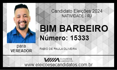 Candidato BIM BARBEIRO 2024 - NATIVIDADE - Eleições