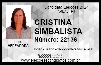 Candidato CRISTINA SIMBALISTA 2024 - AREAL - Eleições