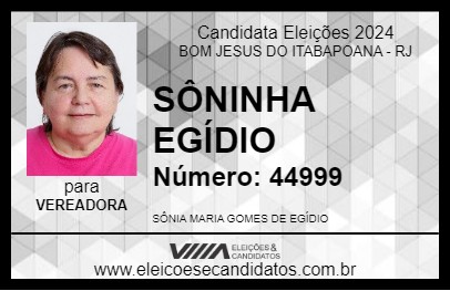 Candidato SÔNINHA EGÍDIO 2024 - BOM JESUS DO ITABAPOANA - Eleições