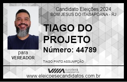 Candidato TIAGO DO PROJETO 2024 - BOM JESUS DO ITABAPOANA - Eleições