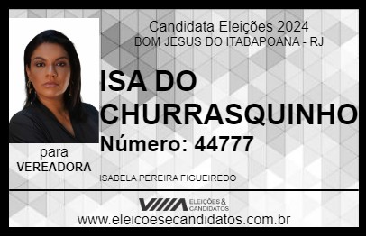 Candidato ISA DO CHURRASQUINHO 2024 - BOM JESUS DO ITABAPOANA - Eleições