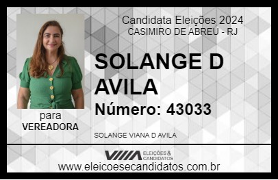 Candidato SOLANGE D AVILA 2024 - CASIMIRO DE ABREU - Eleições