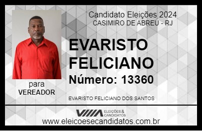 Candidato EVARISTO FELICIANO 2024 - CASIMIRO DE ABREU - Eleições