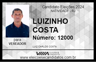 Candidato LUIZINHO COSTA 2024 - NATIVIDADE - Eleições