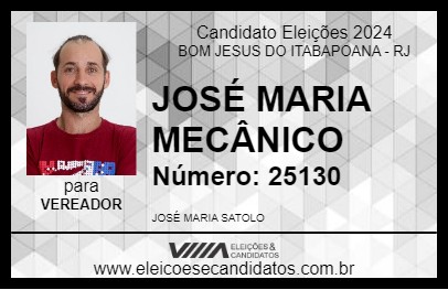 Candidato JOSÉ MARIA MECÂNICO 2024 - BOM JESUS DO ITABAPOANA - Eleições