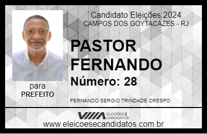 Candidato PASTOR FERNANDO 2024 - CAMPOS DOS GOYTACAZES - Eleições