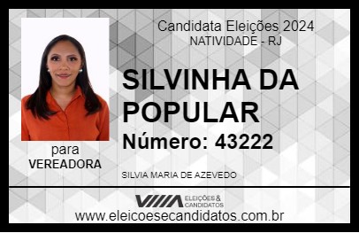 Candidato SILVINHA DA POPULAR 2024 - NATIVIDADE - Eleições