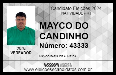 Candidato MAYCO DO CANDINHO 2024 - NATIVIDADE - Eleições