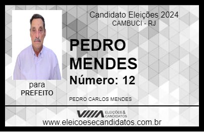 Candidato PEDRO MENDES 2024 - CAMBUCI - Eleições