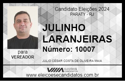 Candidato JULINHO LARANJEIRAS 2024 - PARATY - Eleições