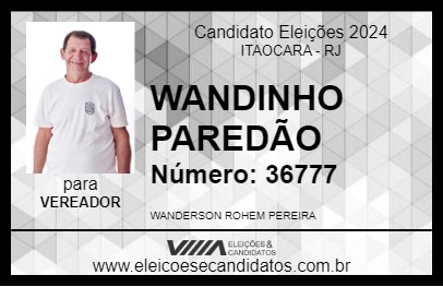 Candidato WANDINHO PAREDÃO 2024 - ITAOCARA - Eleições