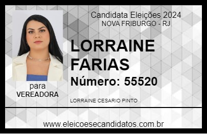 Candidato LORRAINE FARIAS 2024 - NOVA FRIBURGO - Eleições