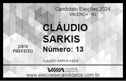 Candidato CLÁUDIO SARKIS 2024 - VALENÇA - Eleições