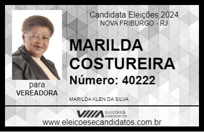 Candidato MARILDA COSTUREIRA 2024 - NOVA FRIBURGO - Eleições