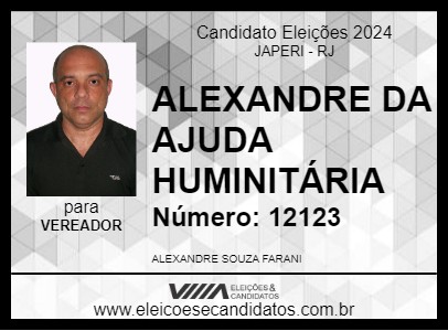 Candidato ALEXANDRE DA AJUDA HUMANITÁRIA 2024 - JAPERI - Eleições