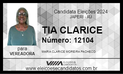 Candidato TIA CLARICE 2024 - JAPERI - Eleições