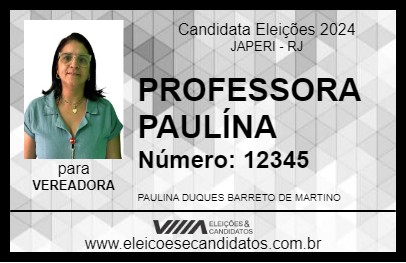 Candidato PROFESSORA PAULÍNA 2024 - JAPERI - Eleições