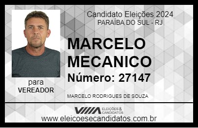 Candidato MARCELO MECANICO 2024 - PARAÍBA DO SUL - Eleições