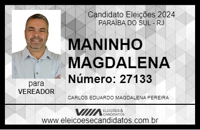 Candidato MANINHO MAGDALENA 2024 - PARAÍBA DO SUL - Eleições