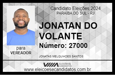 Candidato JONATAN DO VOLANTE 2024 - PARAÍBA DO SUL - Eleições