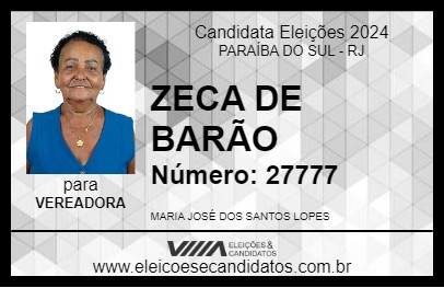 Candidato ZECA DE BARÃO 2024 - PARAÍBA DO SUL - Eleições