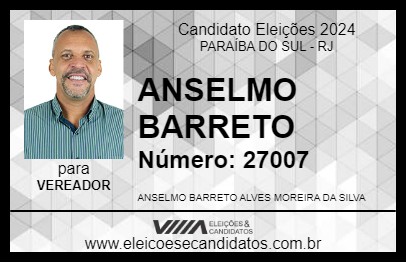 Candidato ANSELMO BARRETO 2024 - PARAÍBA DO SUL - Eleições