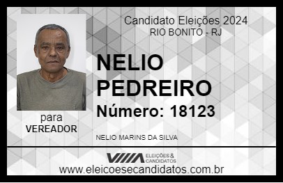 Candidato NELIO PEDREIRO 2024 - RIO BONITO - Eleições