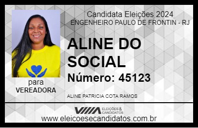 Candidato ALINE DO SOCIAL 2024 - ENGENHEIRO PAULO DE FRONTIN - Eleições