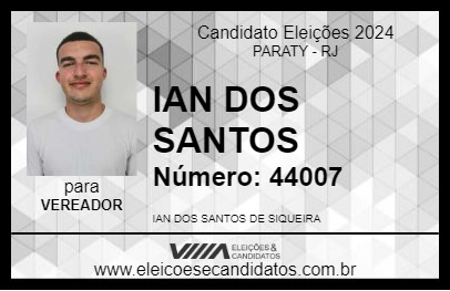 Candidato IAN DOS SANTOS 2024 - PARATY - Eleições