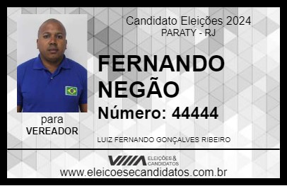 Candidato FERNANDO NEGÃO 2024 - PARATY - Eleições