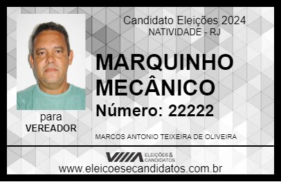 Candidato MARQUINHO MECÂNICO 2024 - NATIVIDADE - Eleições