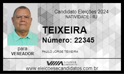 Candidato TEIXEIRA 2024 - NATIVIDADE - Eleições