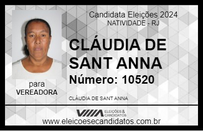 Candidato CLÁUDIA DE SANT ANNA 2024 - NATIVIDADE - Eleições